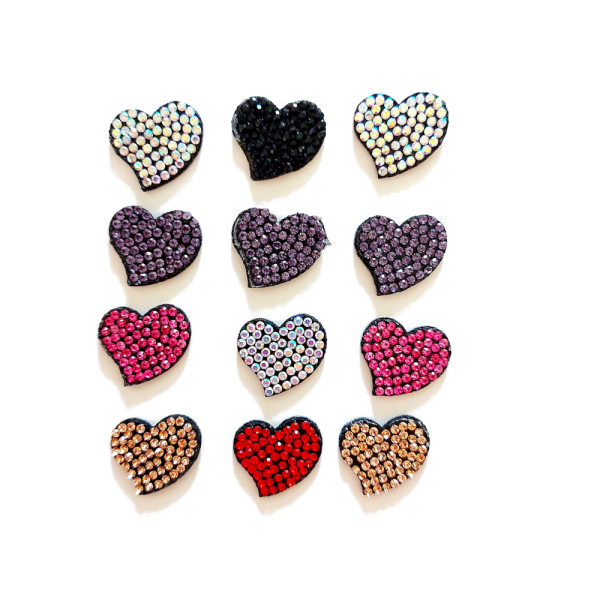  Iron-on Fabric Sticker - Strass Hearts